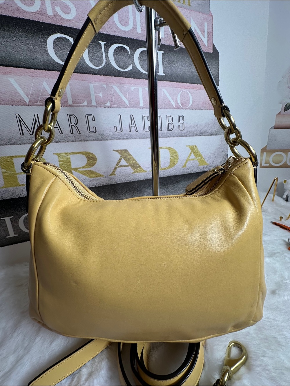 Coach Kristin Buttercup Yellow Leather Convertible Crossbody Shoulder Bag F22308 - Picture 4 of 10
